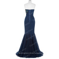 Grace Karin voller Länge trägerlosen Schatz Navy Blue Meerjungfrau Pfau Prom Dress 2016 GK000080-4